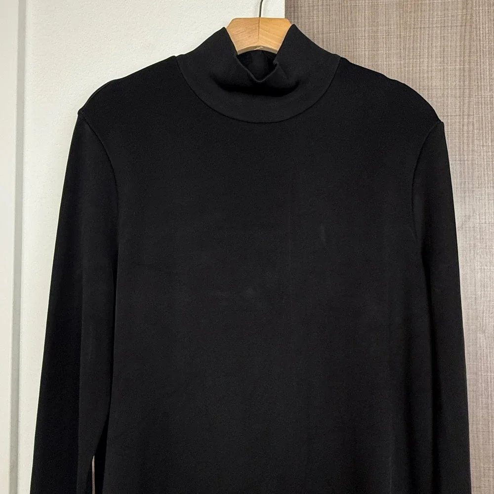 COS Black Mockneck Jersey‎ Knit Midi Dress Full Back Zip